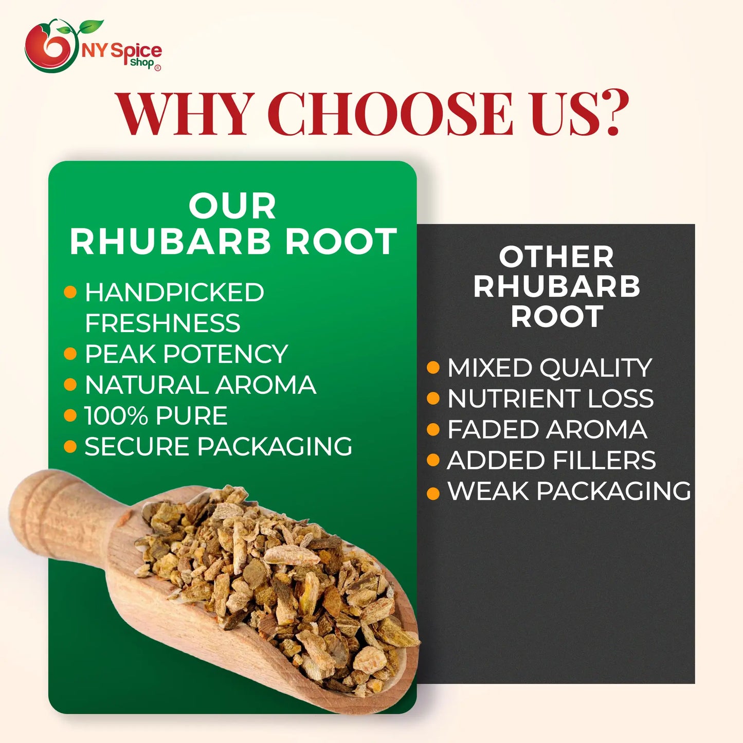 Rhubarb root - Cut & Sifted - NY Spice Shop