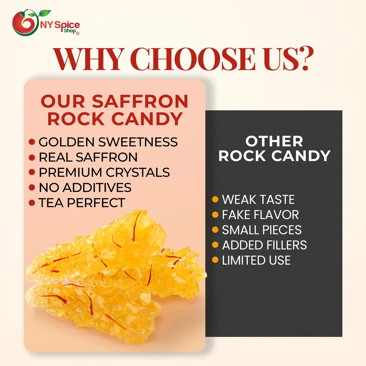 Crystal Rock Candy with Saffron - NY Spice Shop