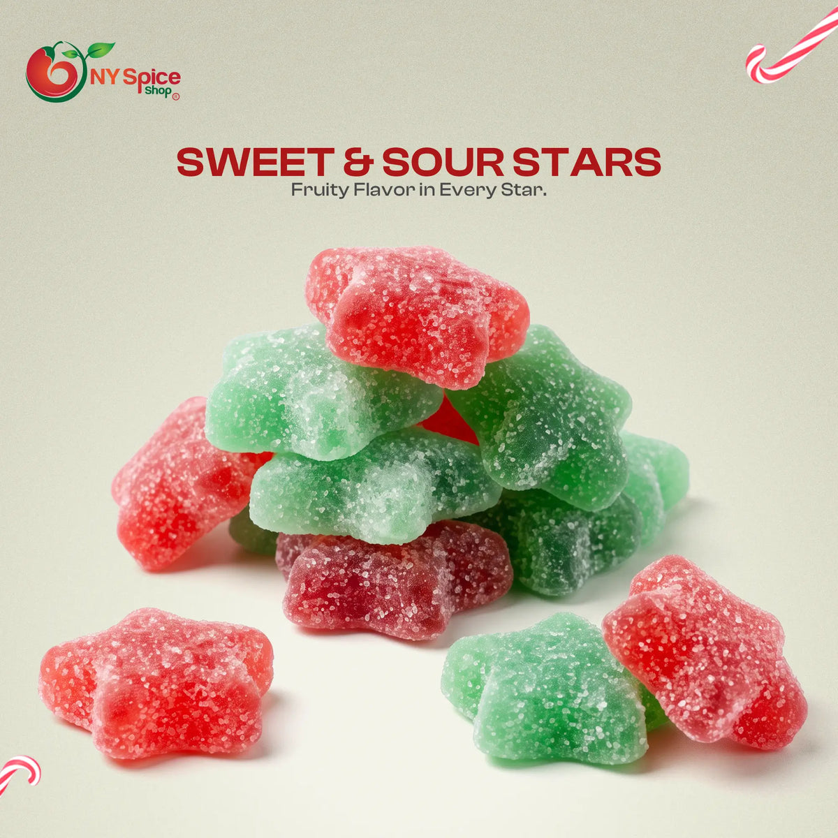 Red & Green Sanded Sour Jelly Stars