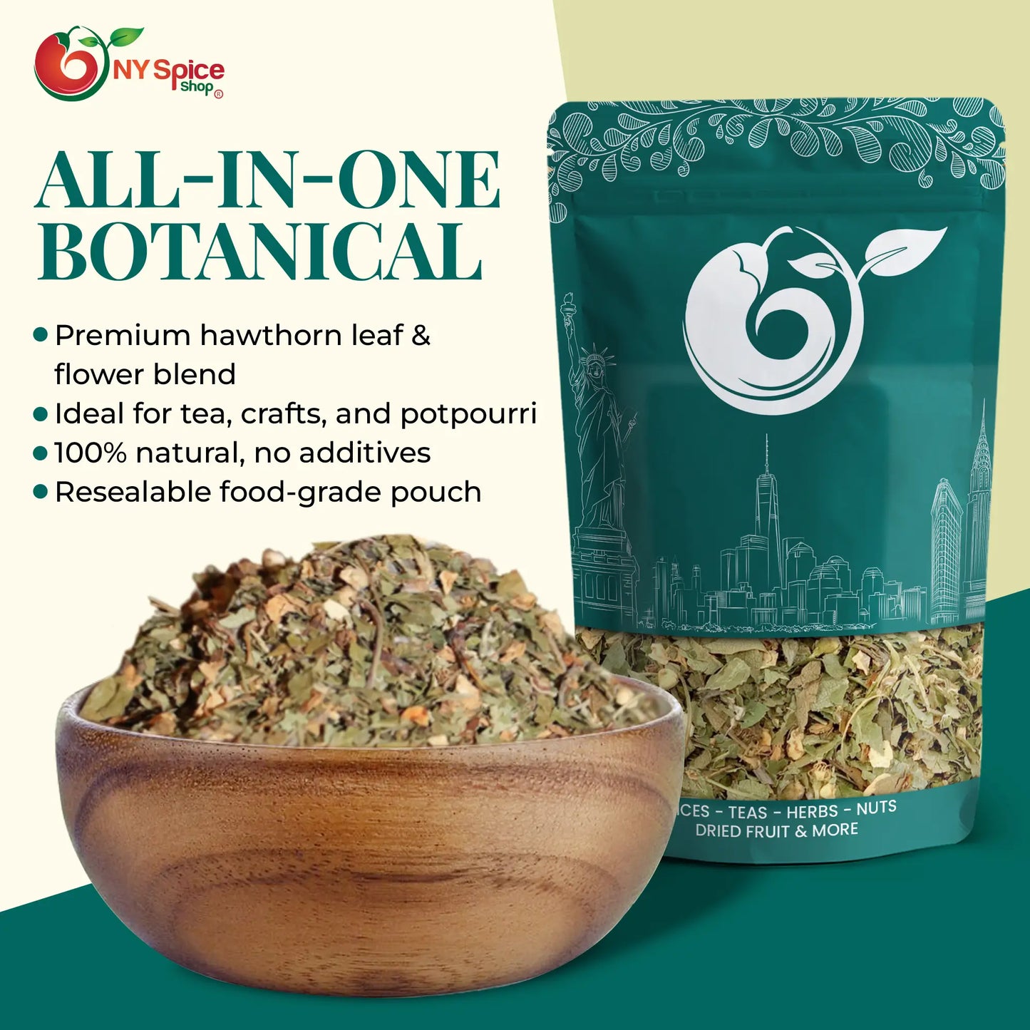 Hawthorn Leaf & Flower - Wild Crafted - NY Spice Shop