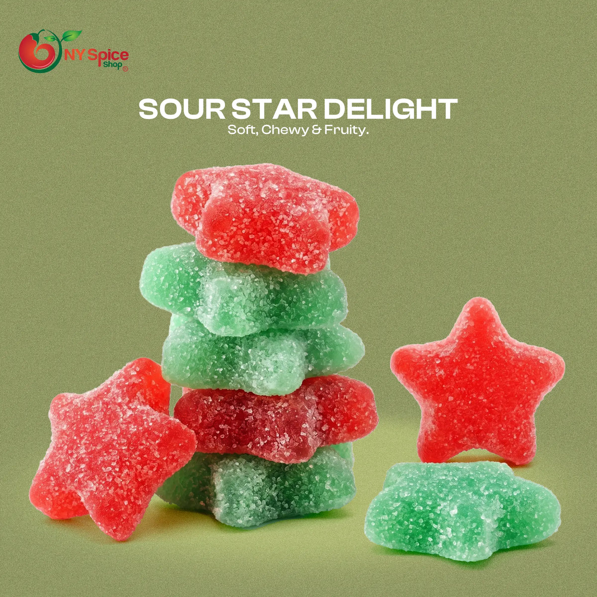 Red & Green Sanded Sour Jelly Stars