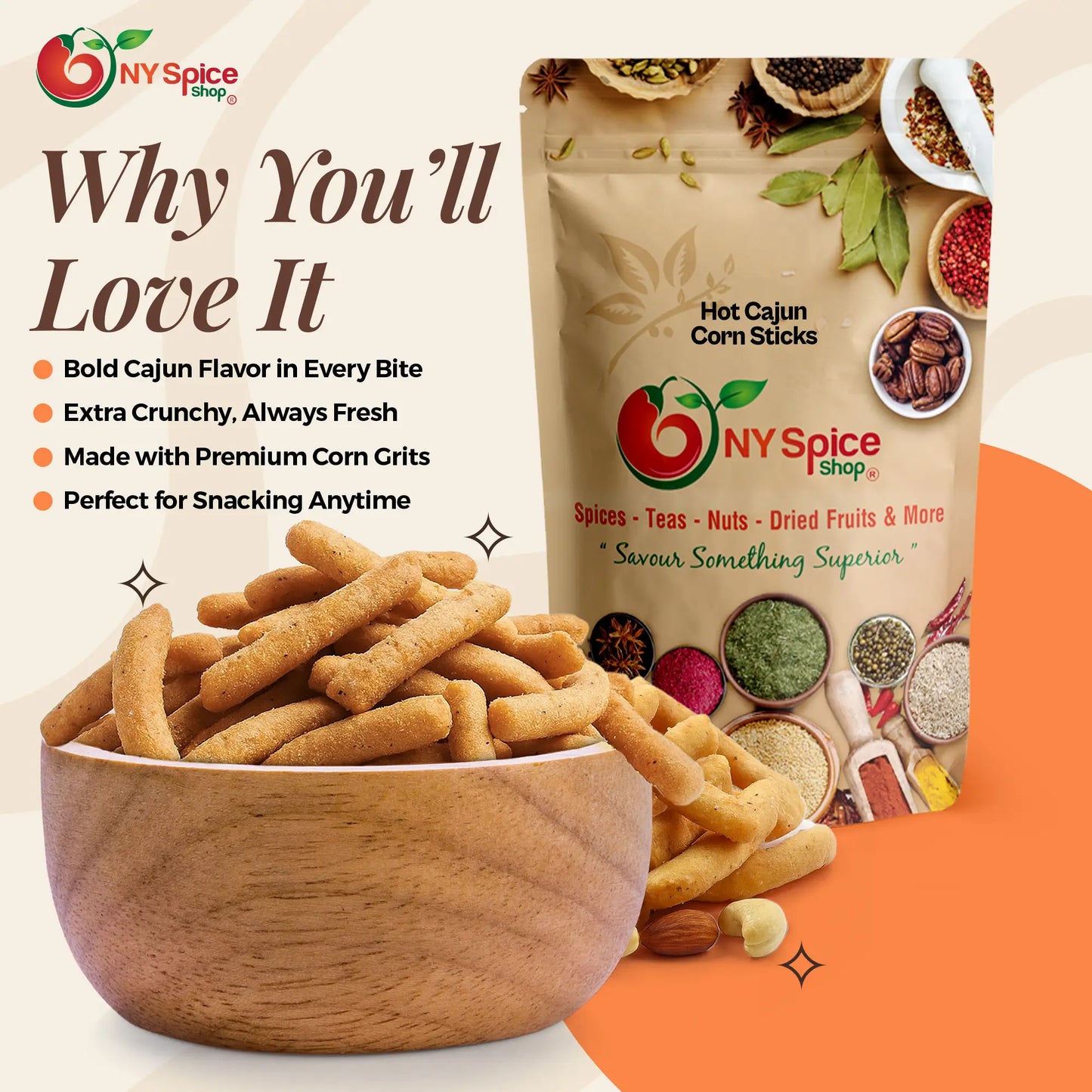 Hot Cajun Corn Sticks - NY Spice Shop