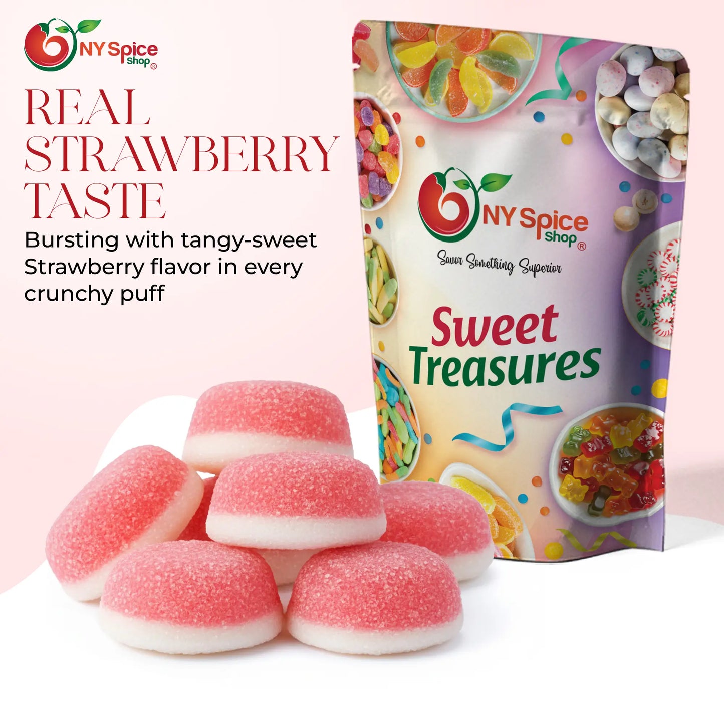 Pink Strawberry Puffy Puffs