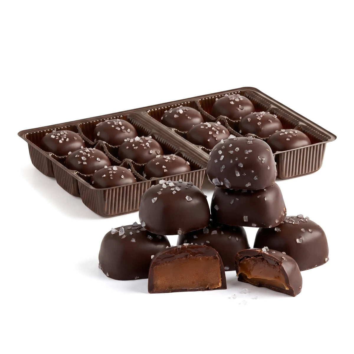Dark Chocolate Sea Salt Caramel Square