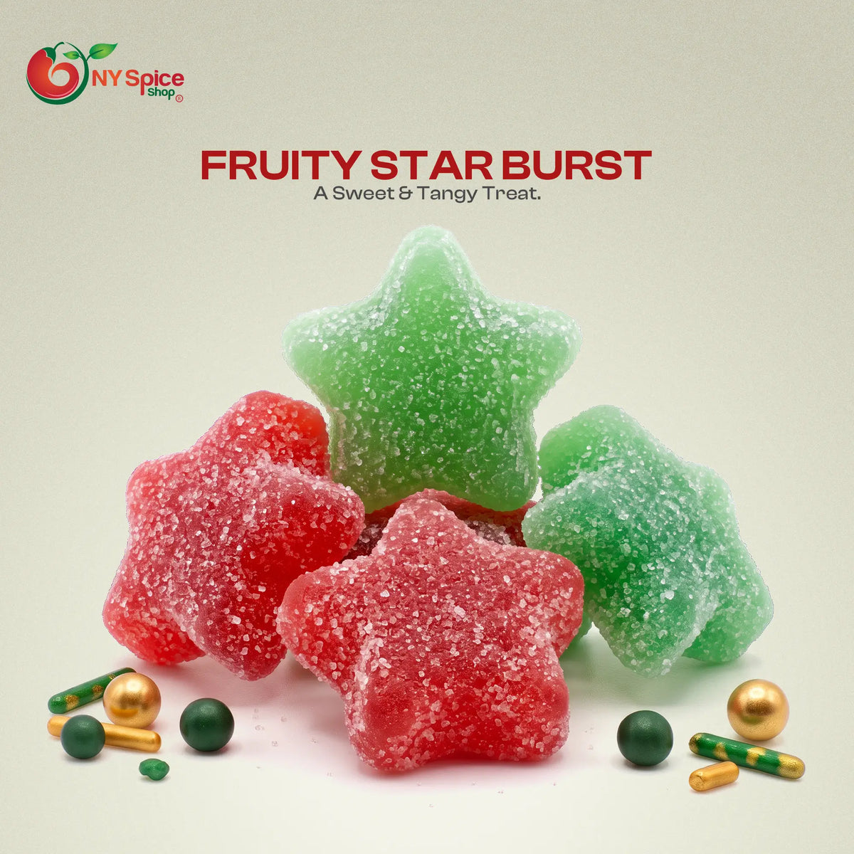 Red & Green Sanded Sour Jelly Stars