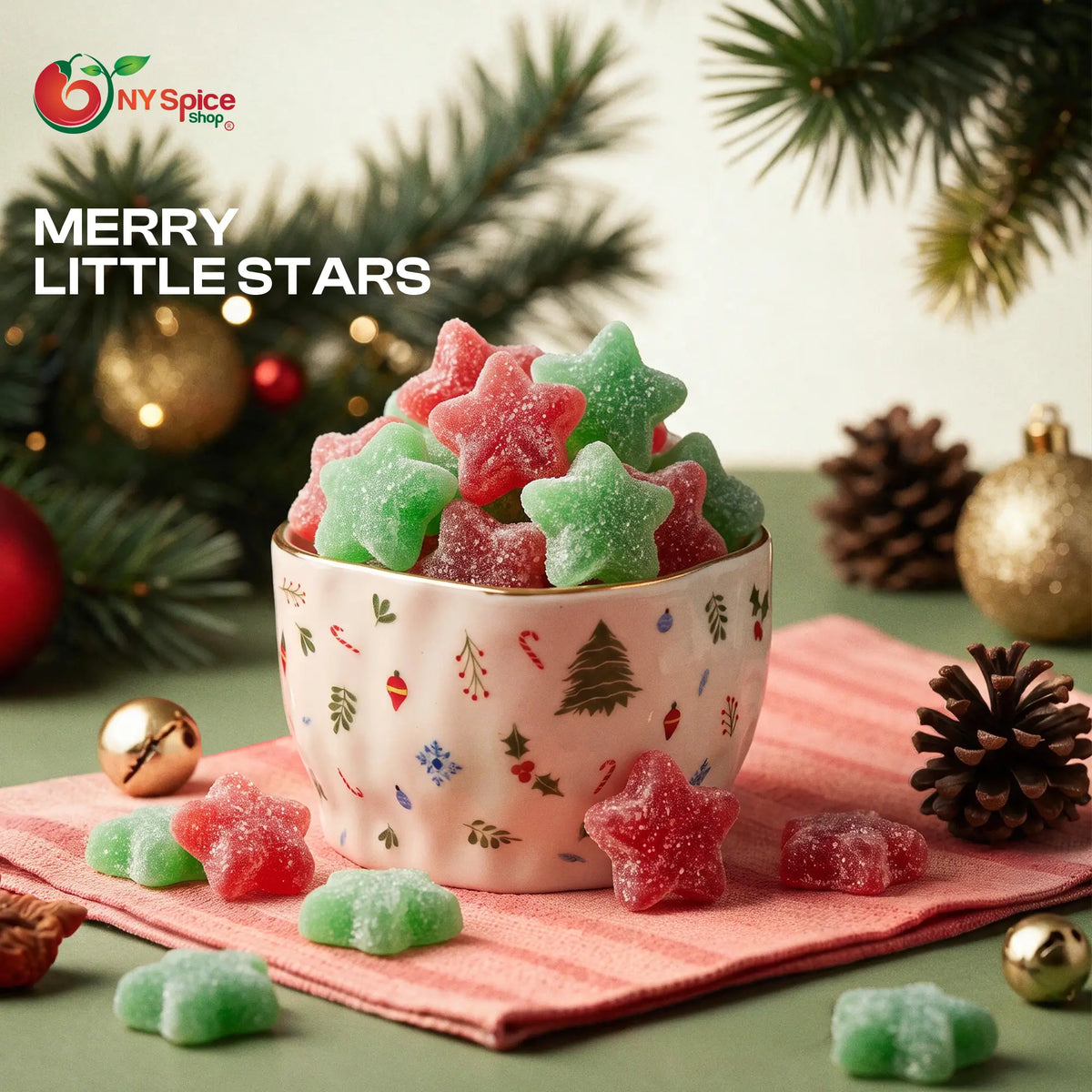 Red & Green Sanded Sour Jelly Stars