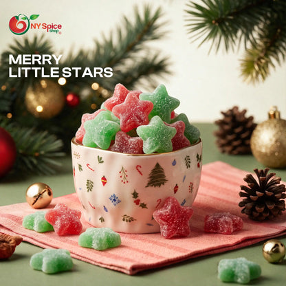 Red & Green Sanded Sour Jelly Stars