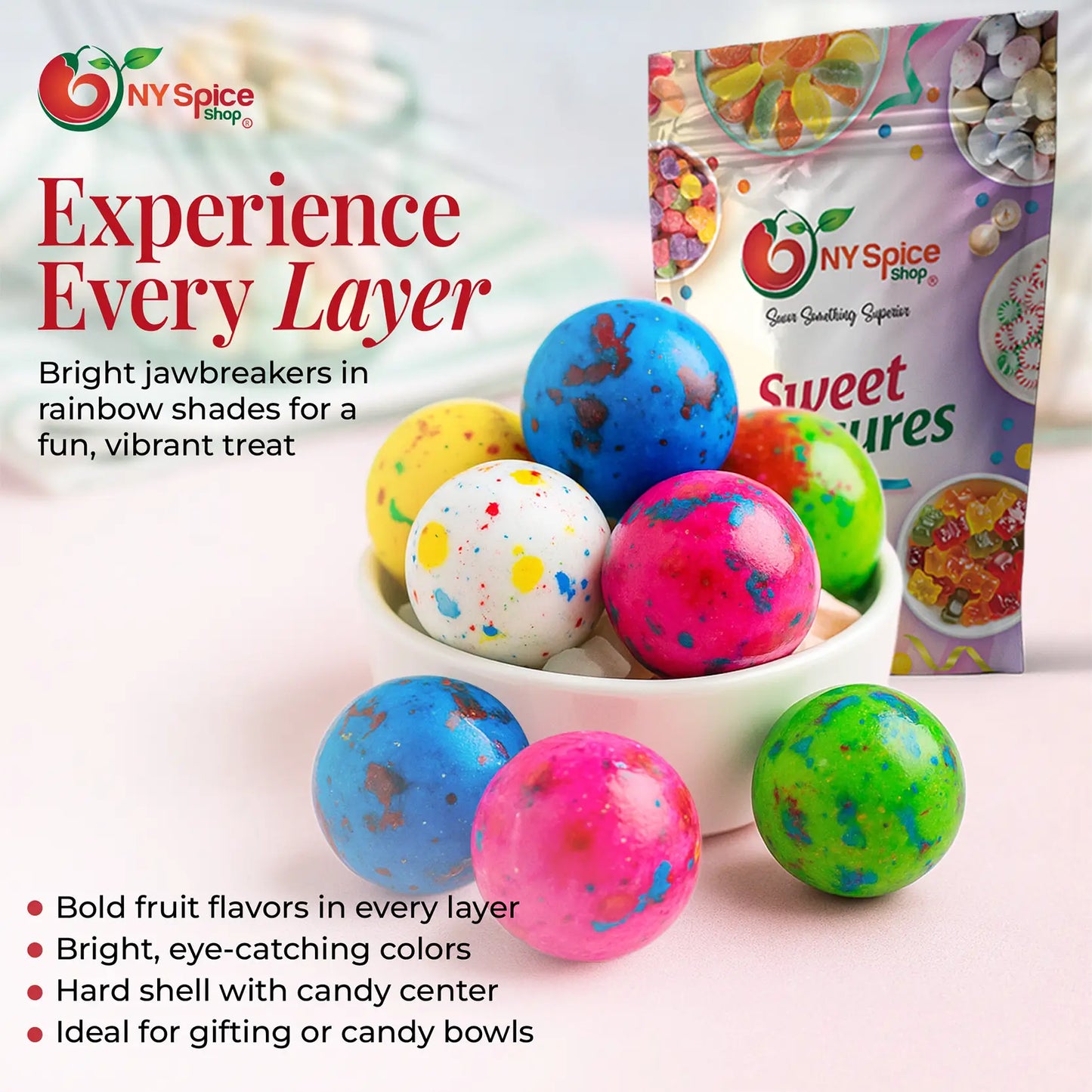 Assorted Jawbreakers with Candy Center - 2.25 Inches - NY Spice Shop