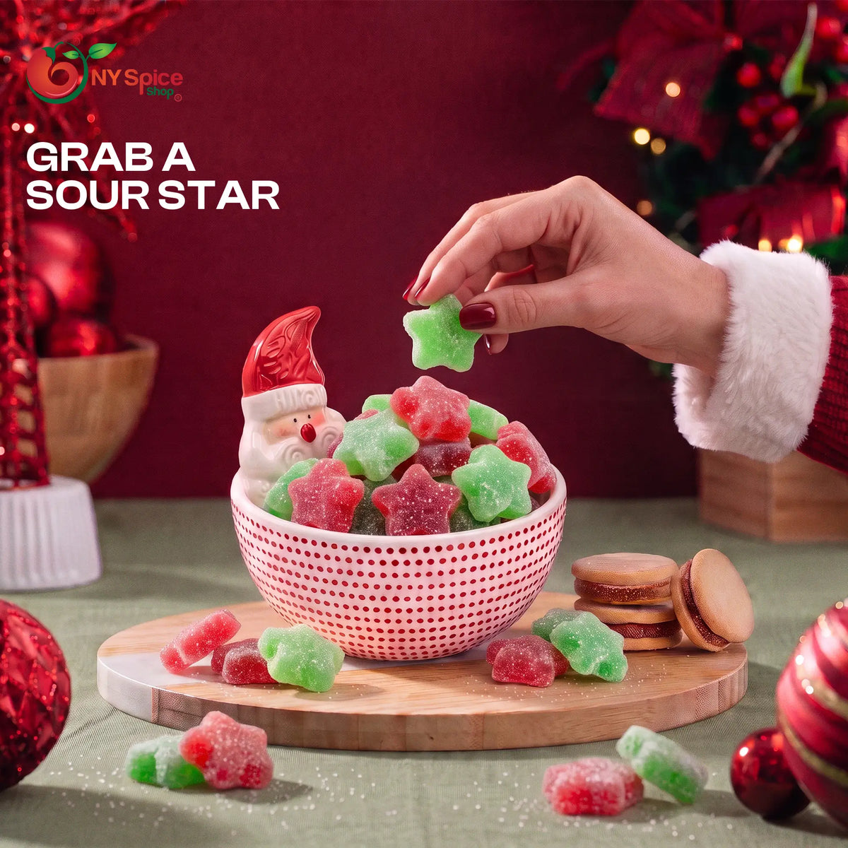 Red & Green Sanded Sour Jelly Stars