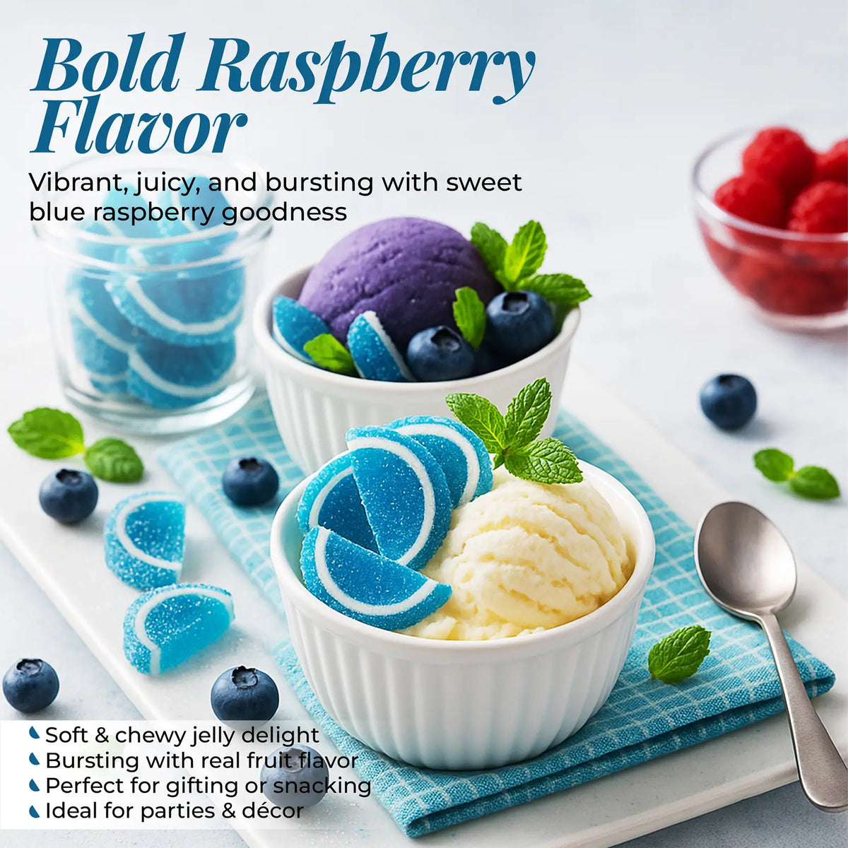 Blue Raspberry Fruit Bar Blue Raspberry Jelly Fruit Slices - NY Spice Shop - Buy Online