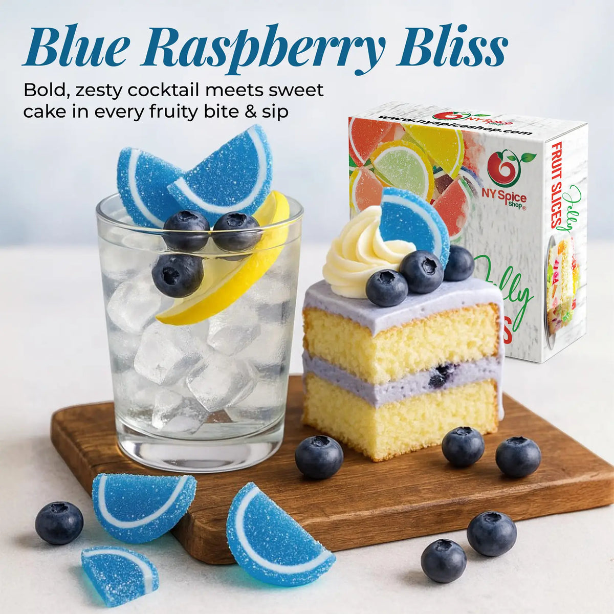 Blue Raspberry Fruit Bar Blue Raspberry Jelly Fruit Slices - NY Spice Shop - Buy Online
