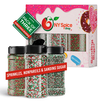 Christmas Sprinkles, Nonpareils & Sanding Sugar - Pack of 3 - NY Spice Shop