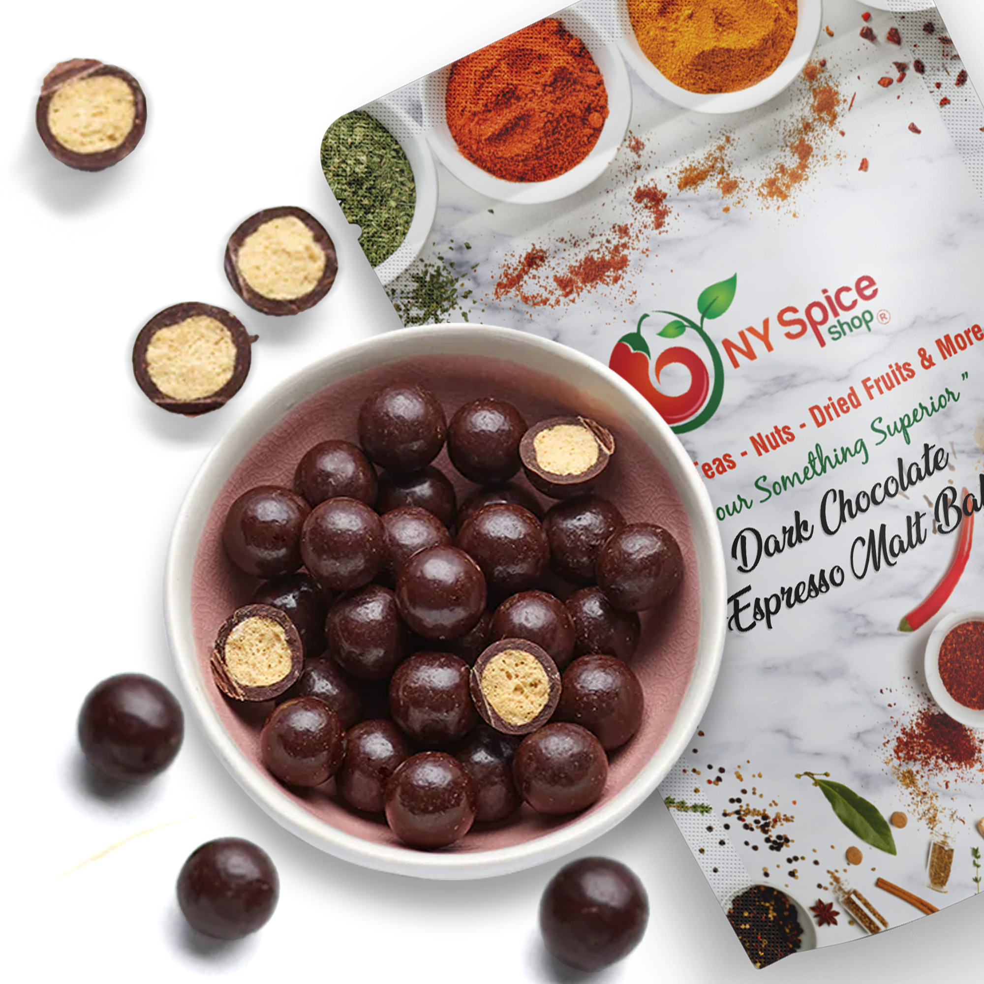 Dark Chocolate Espresso Malt Balls - NY Spice Shop