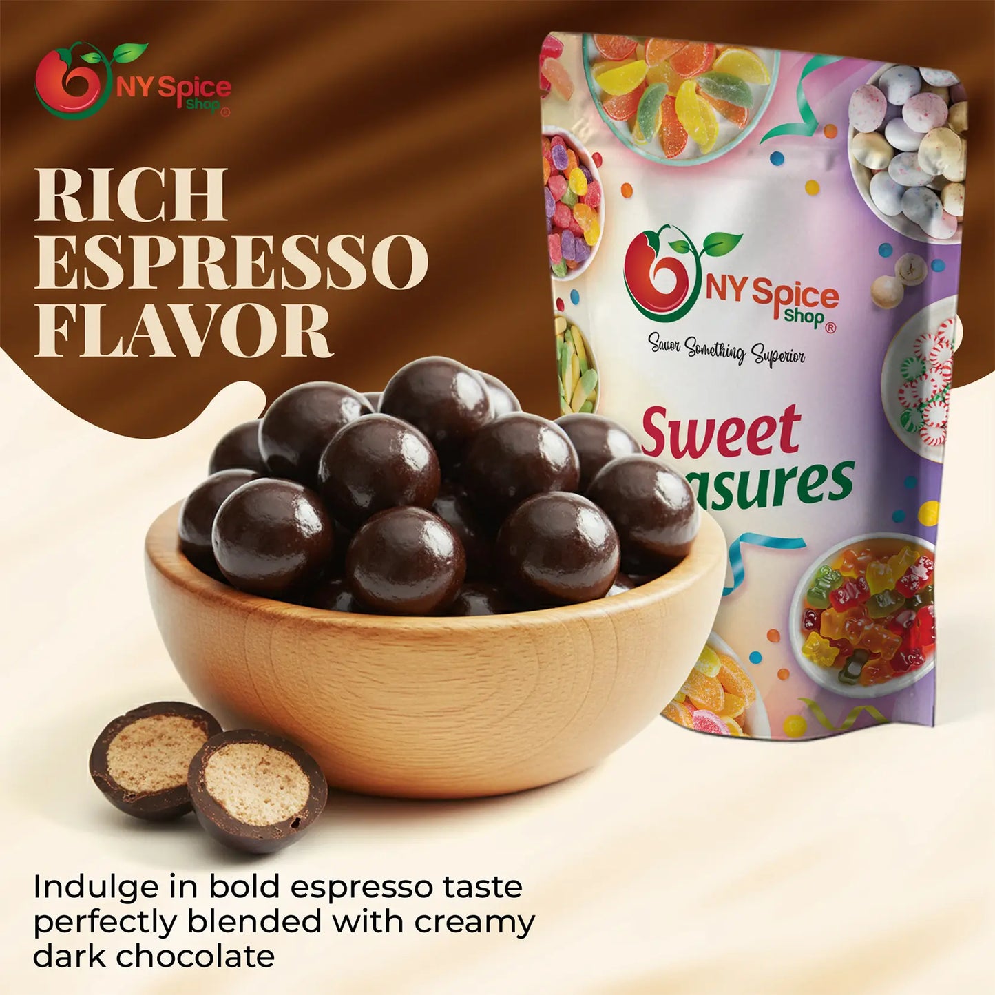 Dark Chocolate Espresso Malt Balls - NY Spice Shop