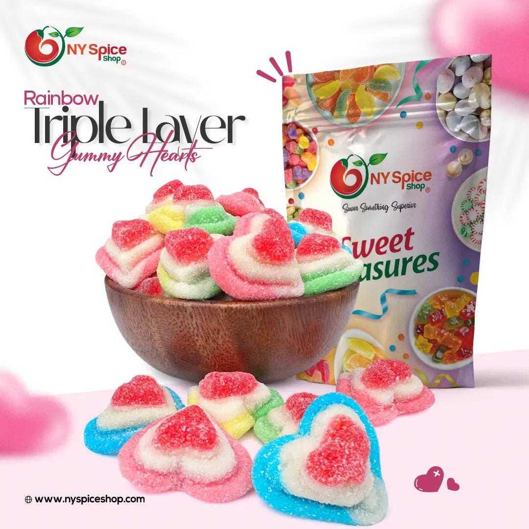 Rainbow Triple Layer Gummy Hearts - NY Spice Shop