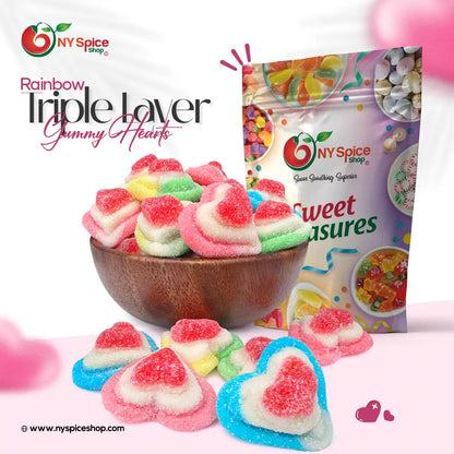 Rainbow Triple Layer Gummy Hearts - NY Spice Shop