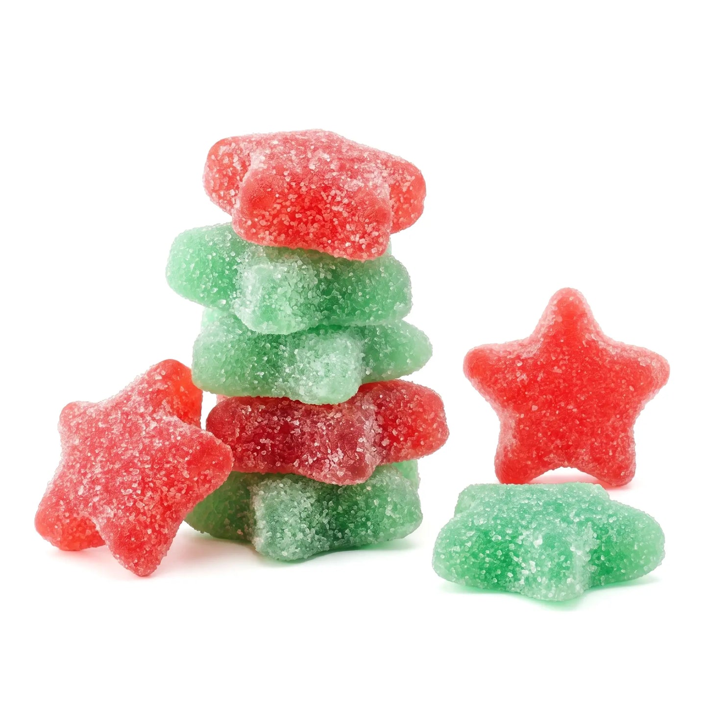 Red & Green Sanded Sour Jelly Stars