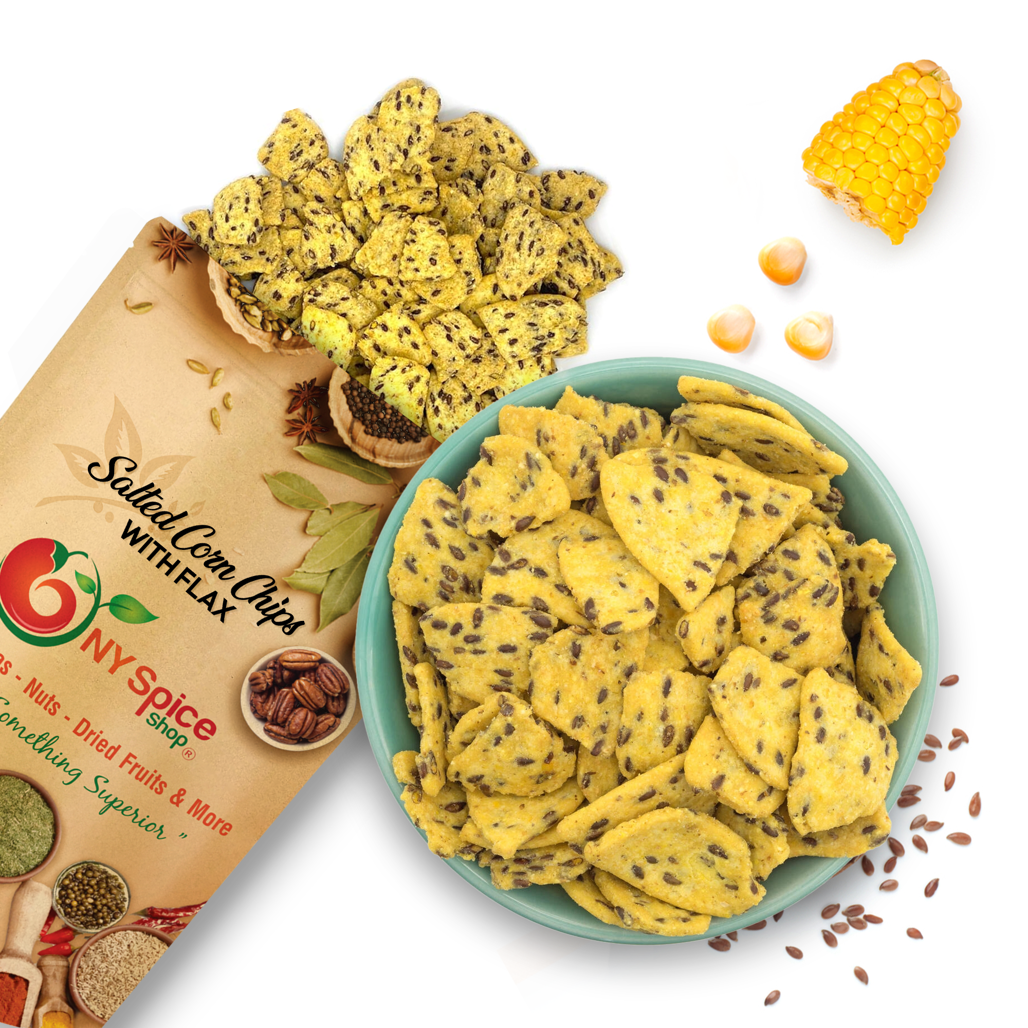 Salted Corn Chips with Flax - NY Spice Shop