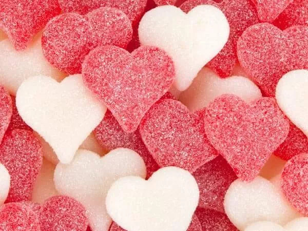 Red & White Sour Gummy Hearts