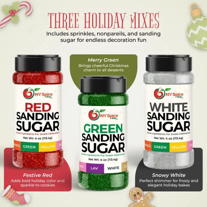 Red-White-Green Sanding Sugar (Pack of 3)