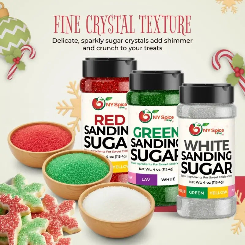 Red-White-Green Sanding Sugar (Pack of 3)