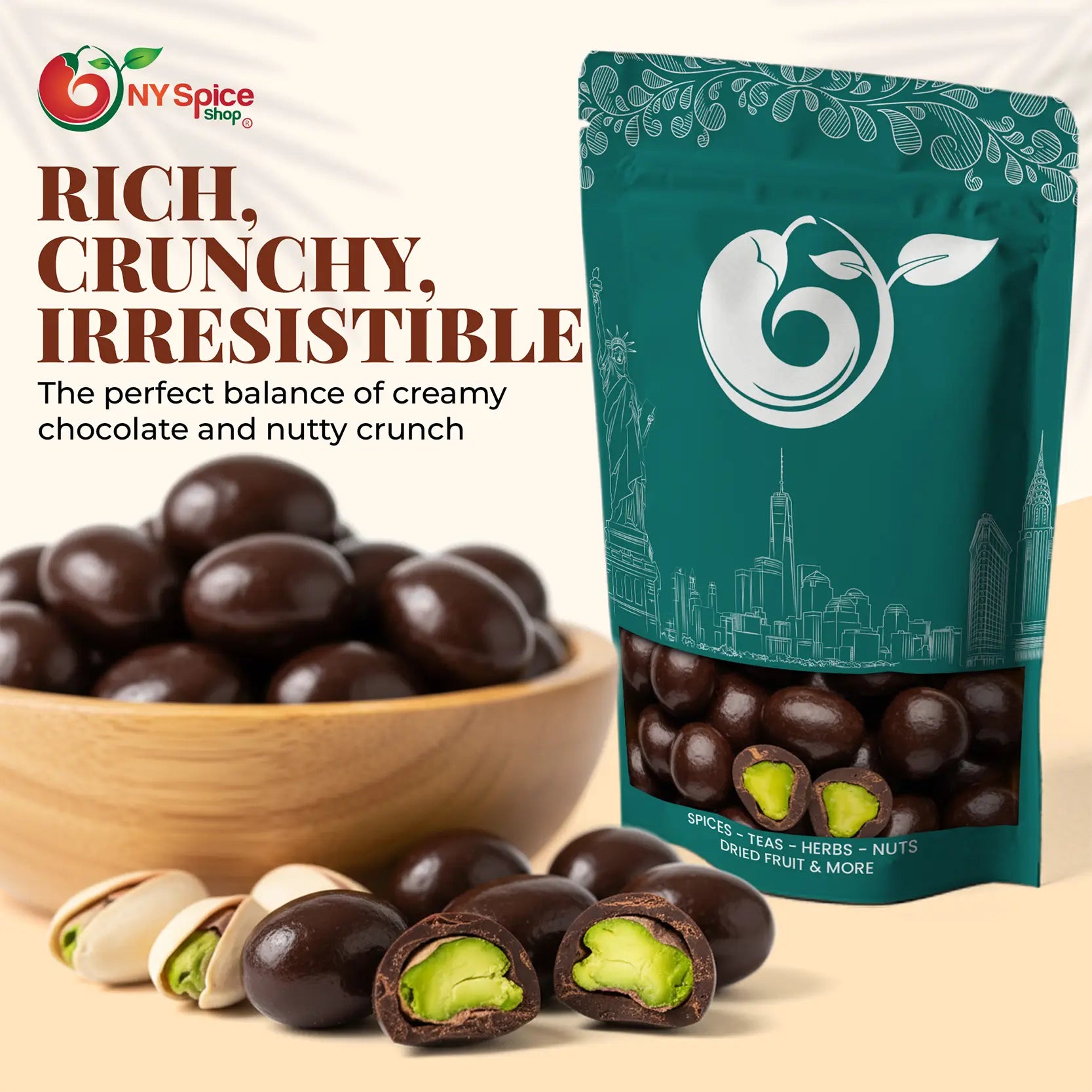 Dark Chocolate Covered Pistachios - NY Spice Shop