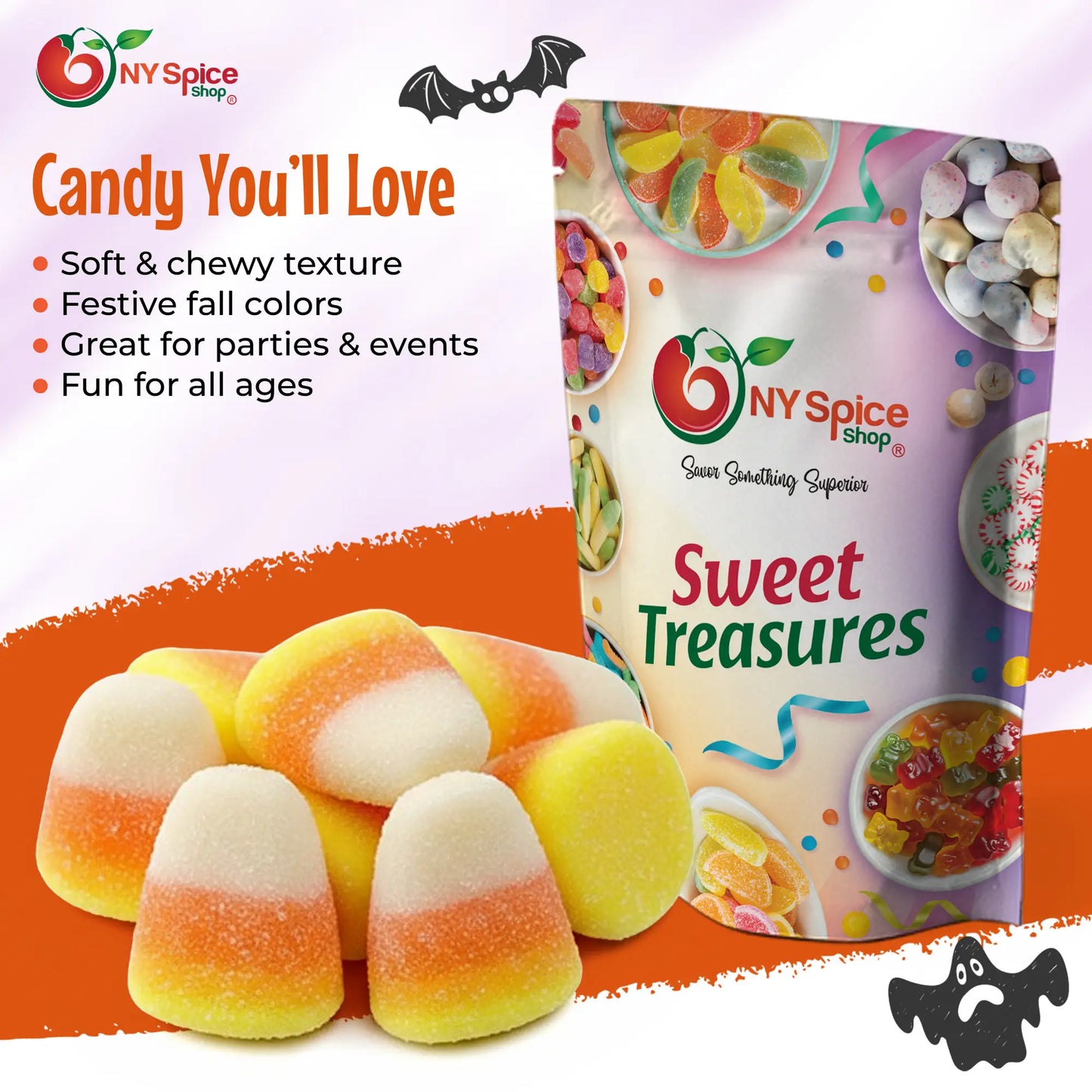Gummy Candy Corn - Sugar Coated - NY Spice Shop