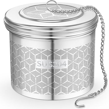 Large Tea Infuser & Strainer - Long Chain & Threaded Lid 304