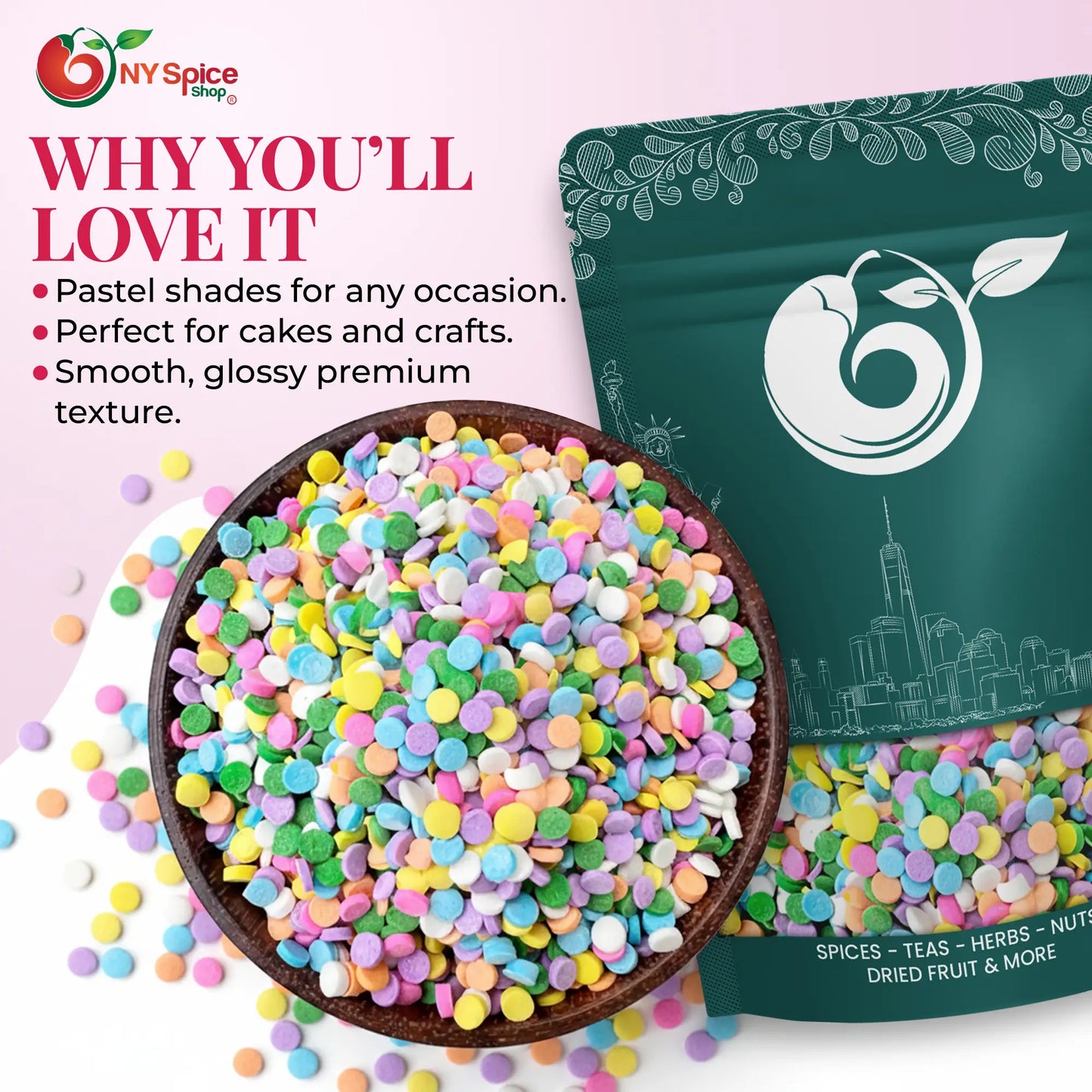 Mini Pastel Confetti Sequin Sprinkles - NY Spice Shop