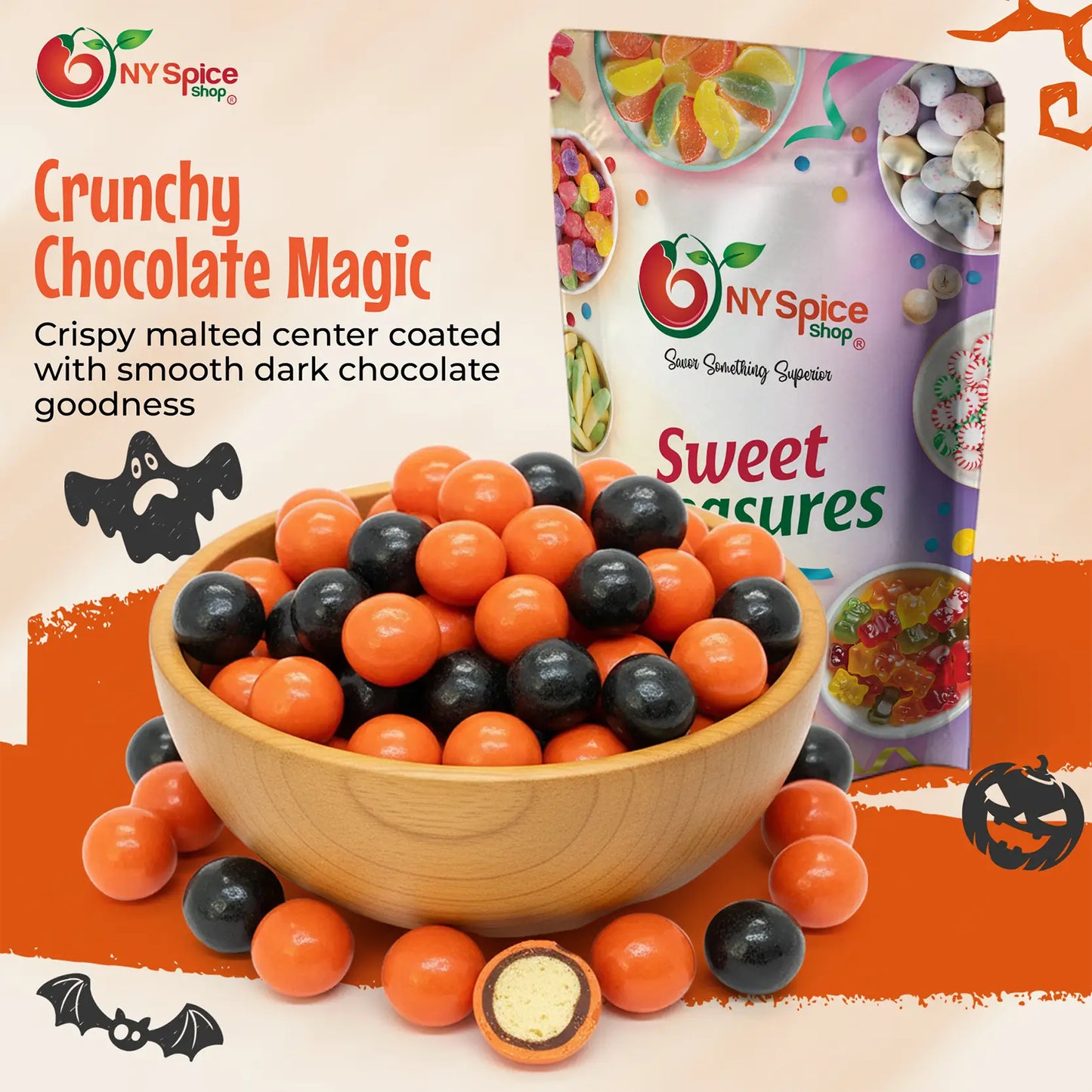 Orange & Black Dark Chocolate Malted Milk Balls