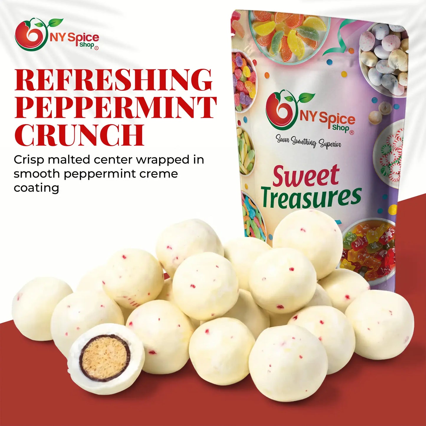 Peppermint Twist Malted Milk Balls - Peppermint Malt Balls