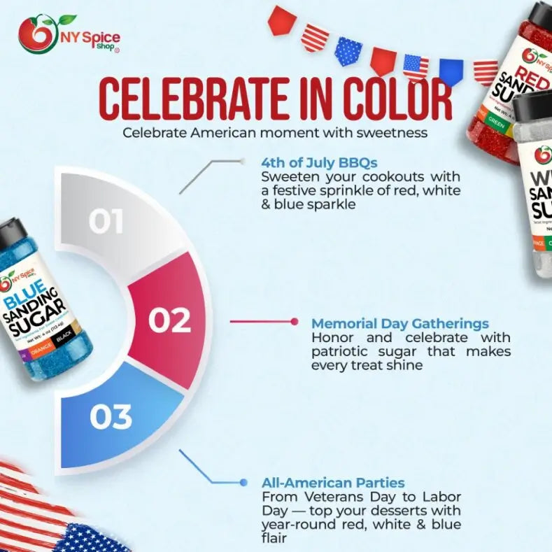 Red-White-Blue Sanding Sugar - NY Spice Shop