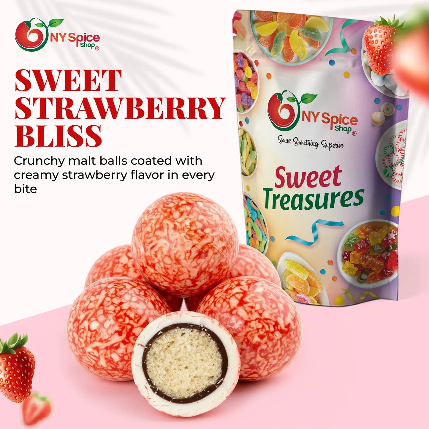 Strawberry & Creme Malted Milk Balls