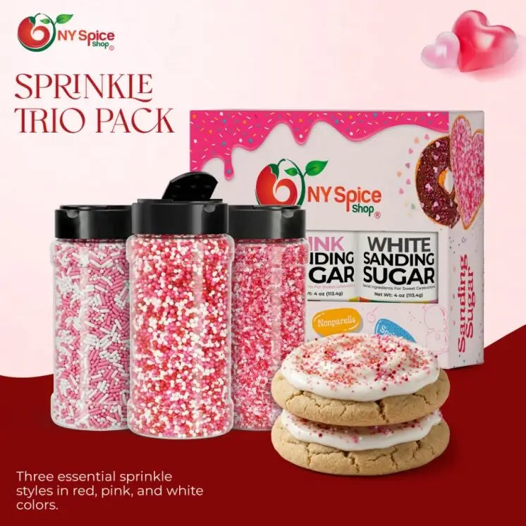 Valentine Sprinkles, Nonpareils & Sanding Sugar - Pack of 3 - NY Spice Shop