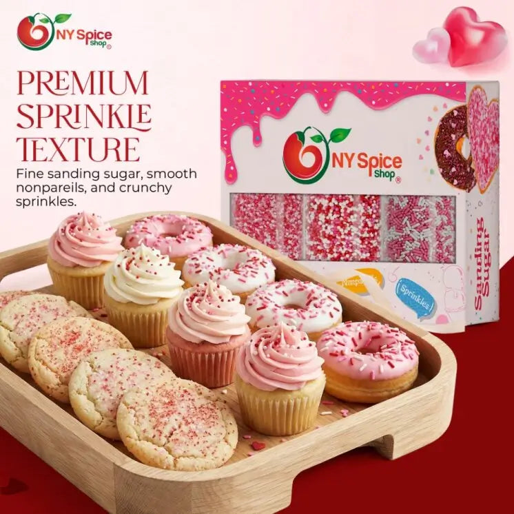 Valentine Sprinkles, Nonpareils & Sanding Sugar - Pack of 3 - NY Spice Shop