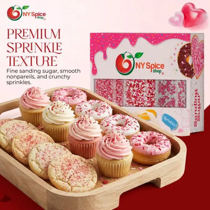Valentine Sprinkles, Nonpareils & Sanding Sugar - Pack of 3 - NY Spice Shop