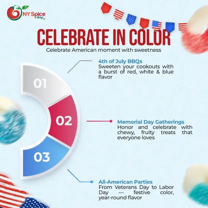 Red, White, and Blue Gummy Rings - NY Spice Shop