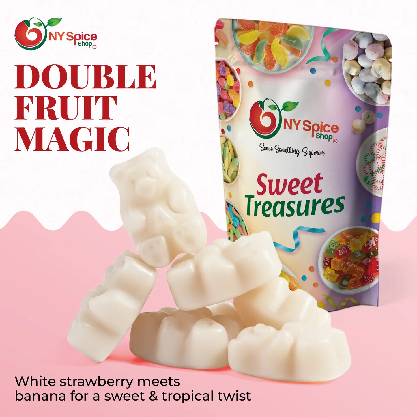 White Strawberry Banana Gummy Bears